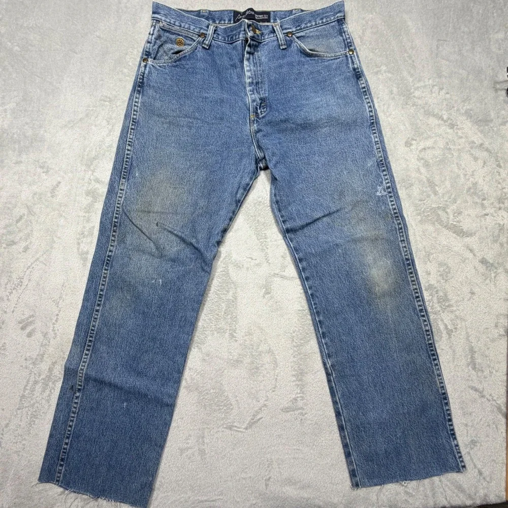 Vintage Wrangler Cowboy Cut Jeans 34x28 Blue Cotton 90s Distressed George Strait